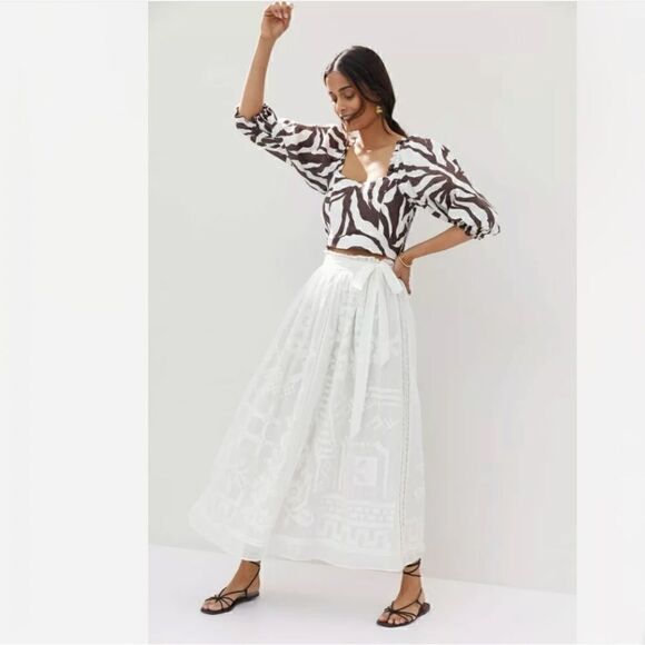 Anthropologie Forever That Girl Burnout Lace Maxi Skirt Size 6 - Picture 3 of 11